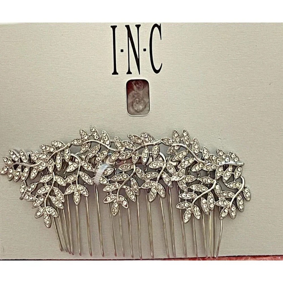INC International Concepts Silver-Tone Pave Floral Vine Hair Comb - Picture 2 of 3